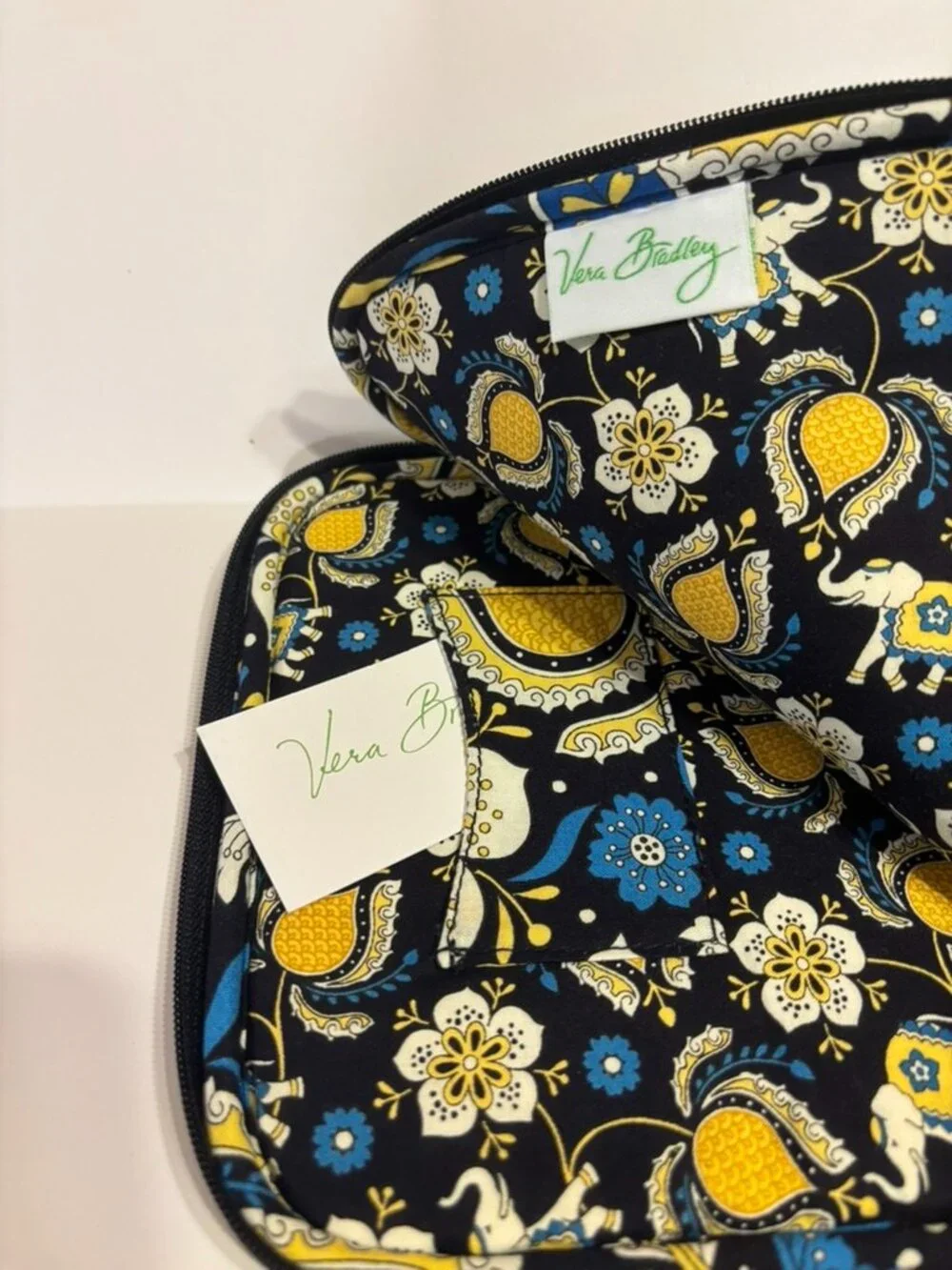 Vera Bradley Floral navy/yellow/blue/white quilted print zip-around iPad Sleeve